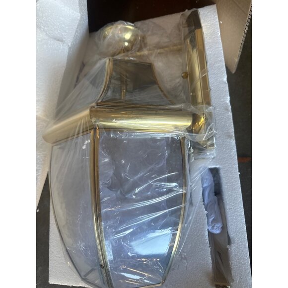 NEW Solid Brass Outdoor Wall Lantern with Clear Beveled Glass, 20.25" x 10.5" - Picture 3 of 8